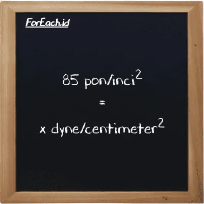 Example pound/inch<sup>2</sup> to dyne/centimeter<sup>2</sup> conversion (85 psi to dyn/cm<sup>2</sup>)
